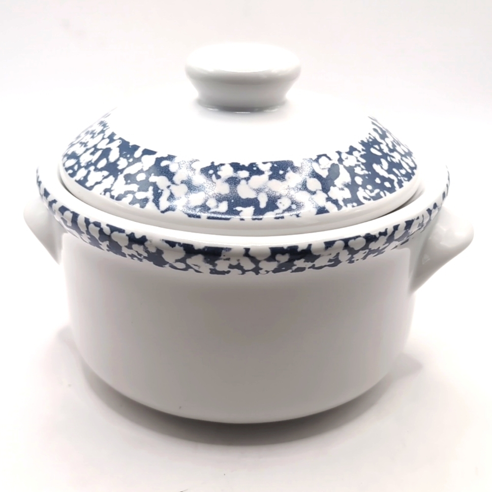 Four (4) Vintage 90's Jay Imports Blue Heart Soup Bowls With Lids - Picture 6 of 7